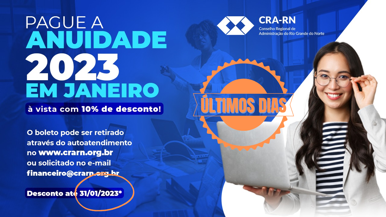 Read more about the article Últimos dias para pagar a anuidade 2023 com desconto