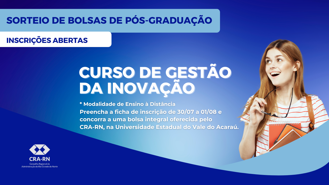 Leia mais sobre o artigo CRA-RN sorteia bolsas integrais de pós-graduação